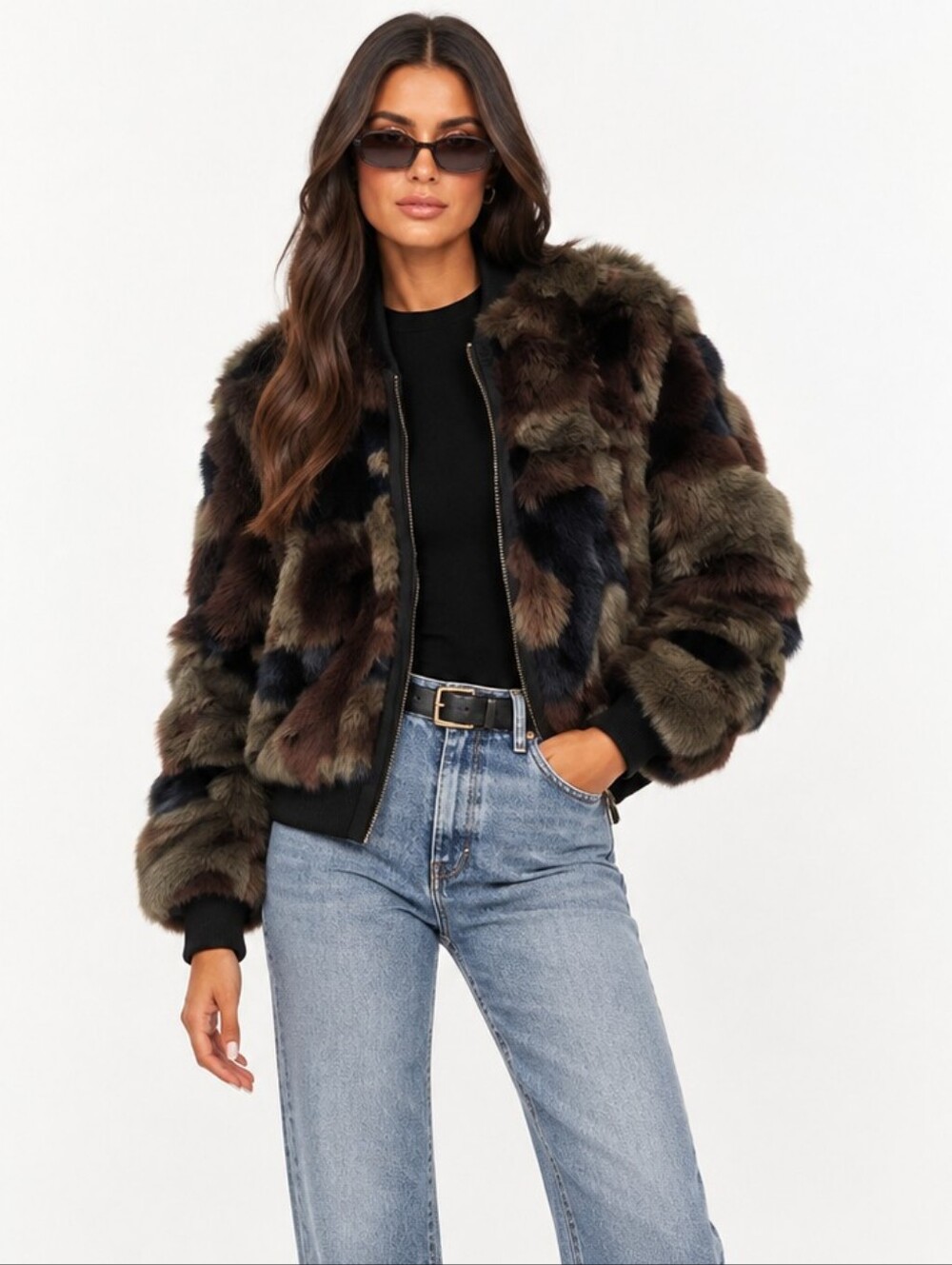 Anthropologie Marrakech Faux Fur Camo Bomber Jacket New Size S